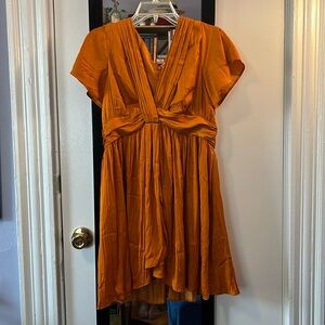 Deep v-neck vibrant mini dress